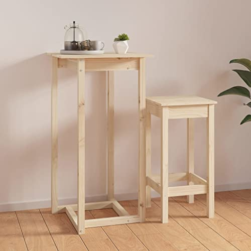 QUAHEAS Bartisch aus massivem Kiefernholz, 60x60x110 cm, robuster Stehtisch für Esszimmer, Küche, Bistro, Hausbar, modernes Design, Frühstückstisch Holz, langlebig.
