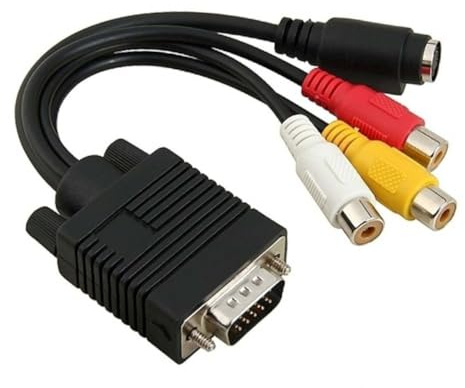 VILLCASE Vga to 3 Rca Converter Adapter Cable for Compatible Nv6 Series Graphics Cards with Svga to S-video Connection, 3-rca Output for Desktop and Laptop Video Devices
