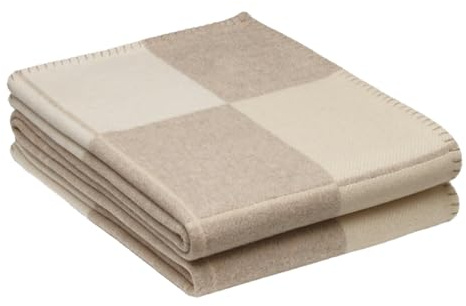 Gyios Coperte in Maglia Coperta Europea A Forma di H Europea, da Ufficio, Divano Moderna, del Condizionatore d'Aria-cachi-130 * 170 Cm