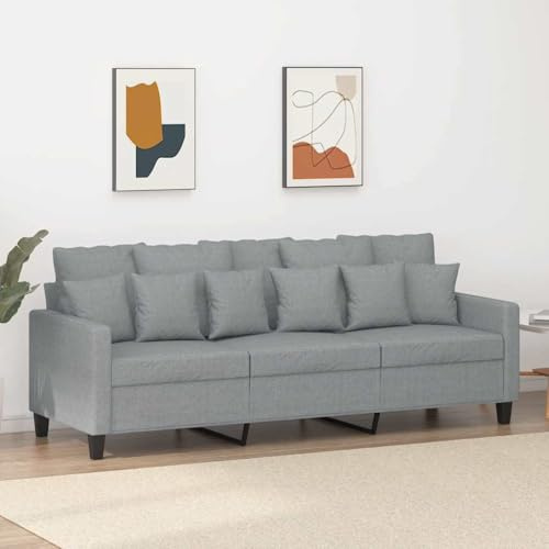 WEMYUFURN Dreisitzer Sofa Modern Stoff Sofa 3-Sitzer Grau Bequem mit Atmungsaktivem Bezug und Robustem Metallgestell für Wohnzimmer