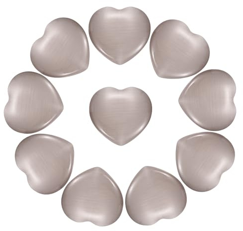 PATIKIL 10Pcs Cristallo Naturale A Forma di Cuore, 1 Pollice 1/4 Spessore Mini Pietra Amore Levigata, Pietra Tascabile Incisa per Donne Regalo Meditazione, Occhio di Gatto Viola