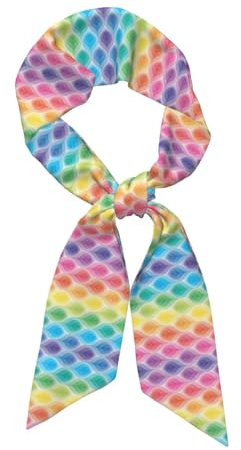 CHAbu Pañuelo de seda de rayas largas con hojas de colores arcoíris (tela satinada), accesorios de moda para la vida cotidiana, regalos de viaje, Negro, Talla única