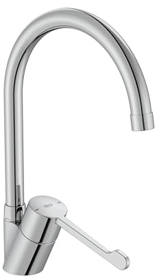 Roca A5A8E5GC00 - Mezclador Monomando de cocina VICTORIA PRO-N con caño giratorio y maneta ergonómica alargada. Acabado cromado.