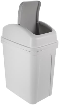 NULYLU Pattumiera per Interni con Coperchio a Ribalta, Secchio per Rifiuti in Plastica Spessa Grigio Chiaro, Cestino Multifunzionale per Cucina, Bagno e Camera da Letto, Capiente
