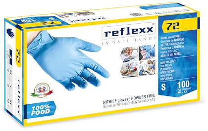 REFLEXX R72, puderfreie Nitrilhandschuhe Gr. 3,9, speziell für Lebensmittel, 100 Stück