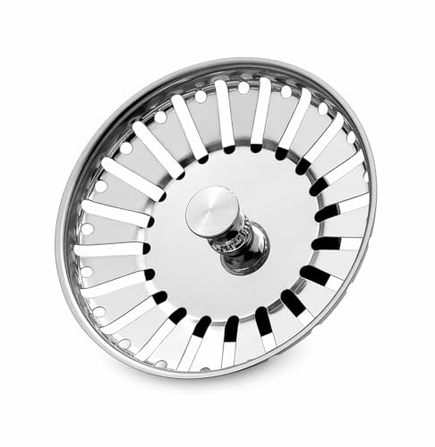 Stadux Stainless Steel Kitchen Sink Strainer Plug, Dual Function Basket Strainer and Plug | Sized for UK Sinks | Strainer waste Plug (Diameter:78mm)