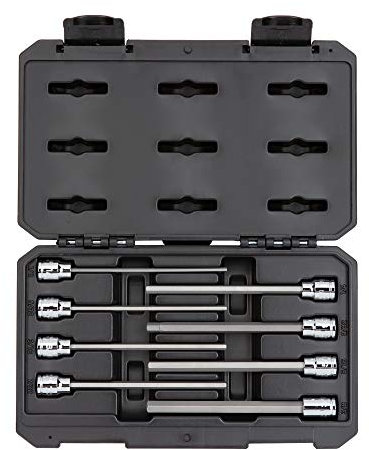 TEKTON 3/8 Zoll Antrieb Langer Sechskant-Bit-Steckschlüsselsatz, 8-teilig (1/8-3/8 Zoll) | SHB91301