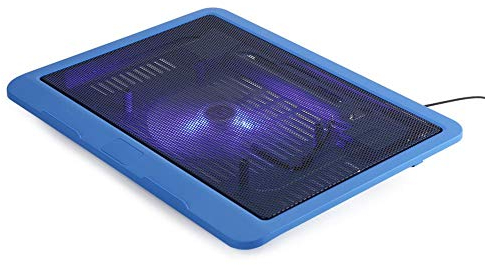 ASHATA Bärbar dator cool kylplatta, USB notebook kylplatta laptopkylare med 1 tyst LED-fläktar, Slim Portable USB Powered, för 14 tums bärbar dator (blå)