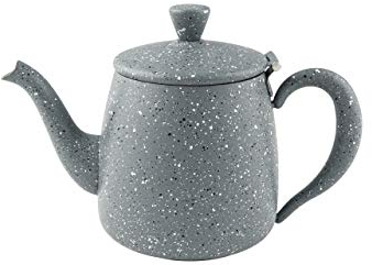 Café Olé PT-018GG Erstklassige Premium 18oz 0.5L Teekanne aus hochwertigem Edelstahl – Grau Granit, Tropffreies Ausgieβen, Hohle Griffen & Klappdeckel