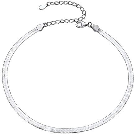 PROSILVER klassische Fußkettchen Armband 925 Sterling Silber Panzerkette/Figarokette/Kordelkette/Schlangenkette Fußkettchen 22+5cm verstellbar Sommer Strand Schmuck Accessoire für Frauen Männer