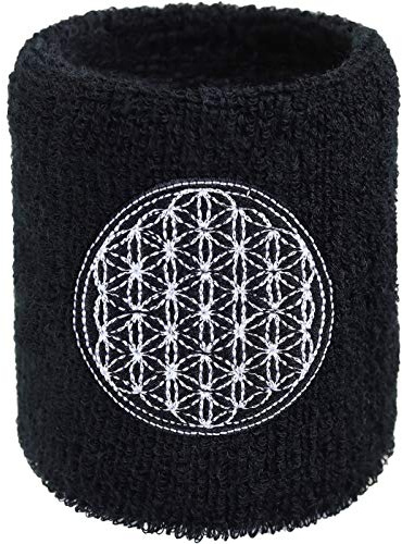 Schweissband Blume des Lebens Stickerei Yoga Schweißband TCM Ashtanga Bestickt & Absorbierendes Frottee | Jogging Wristband Geschenk Outdoor-Training Schweiß-Armband Muay Thai
