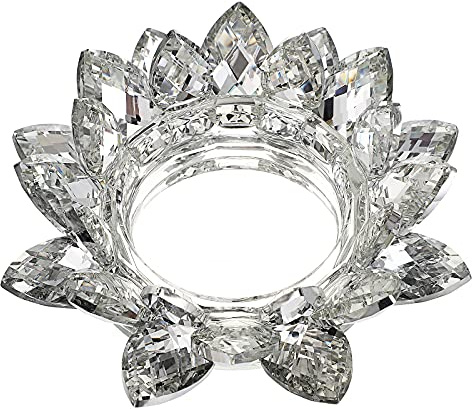 SUMTREE Decor Candle Tealight Holder Crystal Flower Lotus Candle Holder