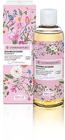 Helan, Cuor di Petali, ICONICA, Shampoo e Bagnoschiuma Naturale e Delicato per Corpo e Capelli, Profumato con Petali di Rose, Malva e Vitamina C - Bagno Schiuma Rilassante, 200 ml - Made in Italy