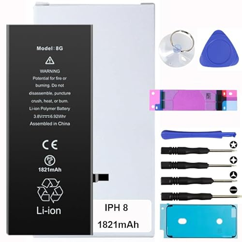 Remplacement de Batterie pour iphone. Le kit de Batterie pour iPhone Comprend Un Autocollant étanche, des Autocollants de Batterie, des Outils magnétiques. (iPhone 8)