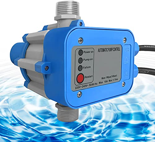 UISEBRT Druckwächter Druckschalter Pumpensteuerung mit Stecker - Elektronischer Druckschalter Wasserpumpe Gartenpumpe max 10 Bar für Hauswasserwerk Tiefbrunnenpumpen Gartenbewässerung IP65 (Type A)