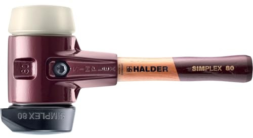 SIMPLEX-Schonhammer, Gummikomposition, mit Standfuß/Nylon; mit Tempergussgehäuse und hochwertigem extra kurzen Holzstiel | D=80 mm/Stielausführung=extra kurz | 3028.282