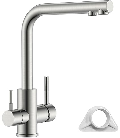 APPASO 3 Wege Wasserhahn Küchenarmatur Edelstahl Gebürstet | 3 in 1 Mischbatterie, Für Wasserfilter, Trinkwasserhahn mit 2 Hebel, Spültischarmatur Küche