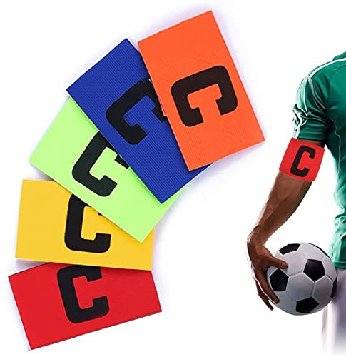NA 5 Stück Fußball Spielführer-armbinde, Multicolor FußBall Captain Armband, Verstellbare Größe Elastic Kapitäns Armbinden für Fußball, C-Standard Armbinde für Erwachsene Youth Sportarten