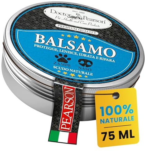 PEARSON Pfoten- und Nasenbalsam für Hunde, 75 ml, natürliche Hundesuppe, Pfotencreme, schützt, spendet Feuchtigkeit, beruhigt und repariert. Made in Italy