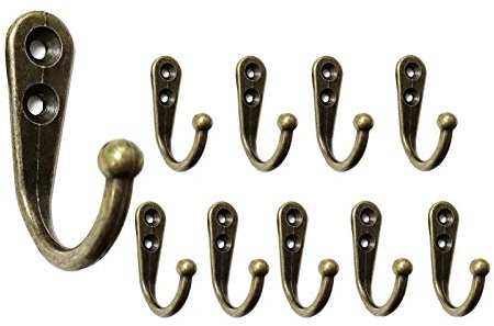 Mokife Ganci Appendiabiti Vintage, 12 Bronzo Anticato Ganci Attaccapanni da Porta Piccoli Singolo Metallo Gancio Multifunzione per Vestiti Vestaglia Tenda Asciugamano Cappello Chiave
