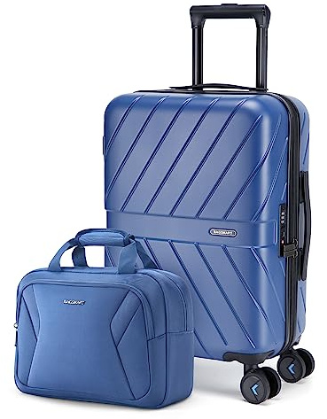 BAGSMART 2 Piece Luggage, 20 Inch Carry On Suitcase with Spinner Wheels, Polycarbonate Material, Blue
