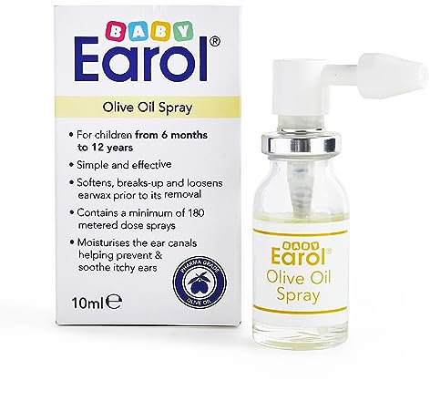 Baby Earol Olive Oil Ear Spray, for Babies and Children from 6 Months, for Excessive Ear Wax, Reduce Need for Syringing or Microsuction, 10ml Metered Dose Spray
