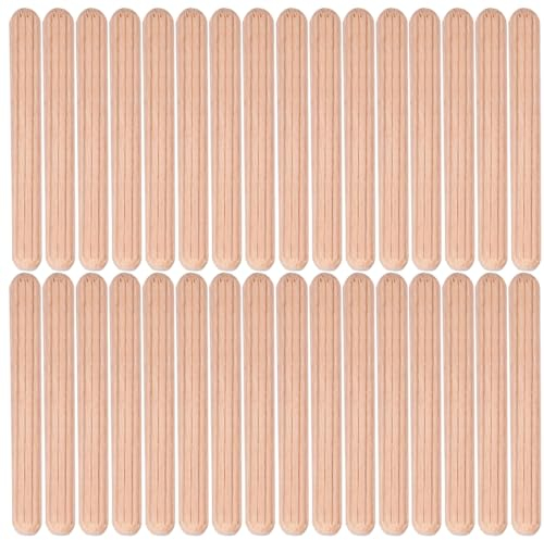 EIHI Tasselli Legno 50 Pezzi Tasselli in Legno Scanalate in Legno 6mm Spine Legno Perni di Legno Duro Perno Scanalato Tasselli Perni Scanalati per Mobili, Legno Fai da Te