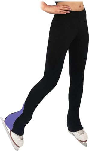 skeppy Eislaufen üben Legging Strumpfhose Schlittschuhhos Eiskunstlauf-Hosen, Mädchen-Damen-Eislauf-Hosen, Eiskunstlauf-Trainingsanzüge und Samthosen (Color : Black/Periwinkle, Size : 5-6)