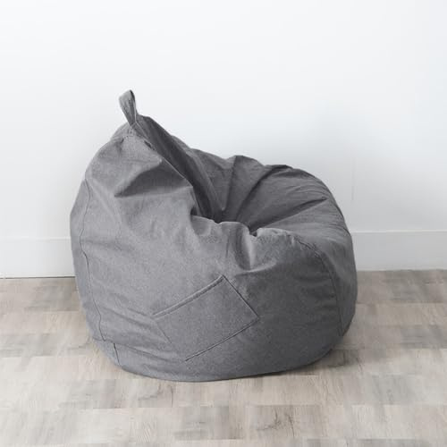 FANSU Einfarbig Leinen Sitzsack, Sitzsack Ohne Füllung, Sitzsack-Stuhlbezug Outdoor Indoor, Sitzsäcke für Kinder Erwachsene, Waschbar Textile Aufbewahrung (L,Dunkelgrau)