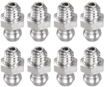 sourcing map 8pcs 304 Stainless Steel Straight Grease Fitting M6x1mm Metric Thread Hydraulic Grease Nipple Accessories for Car