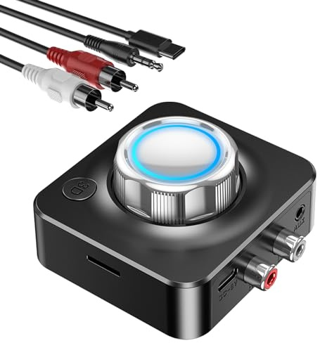 KAIY Home Stereo Bluetooth Receiver, RCA to Wireless Adapter with 3D Surround, HiFi Audio, TF Card/AUX Input, 3.5mm Bluetooth Adapter for Old Speakers/Vintage Stereo/Car Systems