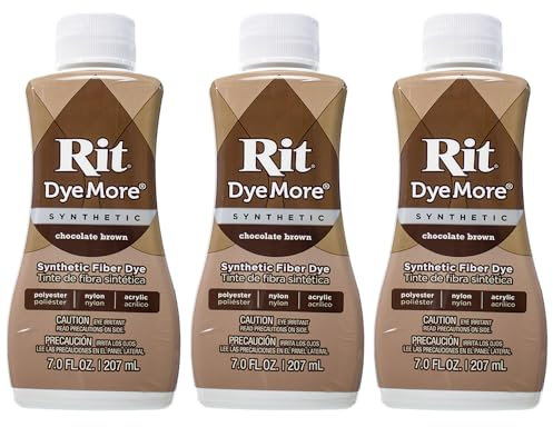 Rit DyeMore - Tinte de fibra líquida sintética de 7 onzas para ropa, decoración y manualidades, marrón chocolate (paquete de 3)