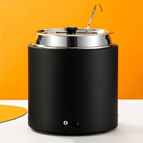 Buffetsuppe Kessel 10L Elektrisch Nass Wärme Speisewärmer 80°C Konstante Temperaturheizung mit Deckel und Löffel 304 Edelstahl Innentopf für Suppe, Brei oder Bohnen