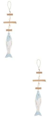 Cabilock 2 Piezas Brochetas de Pescado de Madera de Concha Adorno de Pared nórdico Colgante de náutico Ornamento decoración Suministros para el hogar Adorno de Pared Retro