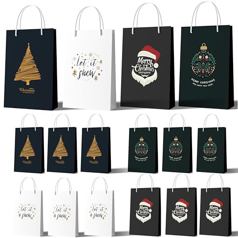 12 XXL Weihnachtstaschen Geschenktaschen Geschenktüten für Weihnachten: Weihnachtstüten ideal für Geschenkverpackungen für Geschenke
