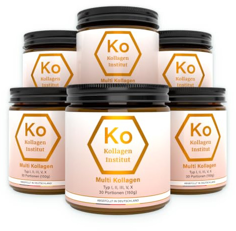 Multi Kollagen Pulver Typ 1 2 3 5 10 – Kollagen Institut – hochdosierte bioaktive Kollagenpeptide für Haut Haare Nägel Gelenke Knorpel Knochen (180 Portionen)