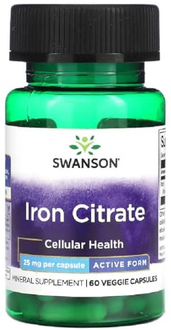 Swanson - Iron Citrate | Gentle, Bioavailable Iron Source | Supports Red Blood Cell Formation & Energy - 60 Capsules