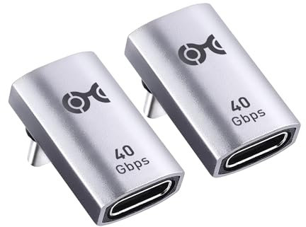 Cable Matters 2-Pack 40Gbps Right Angle USB C Adapter with 240W PD (90 Degree USB C Adapter) in Black - Thunderbolt 4, Thunderbolt 3, USB 4 Port Compatible with iPhone 15, iPad Pro, Steam Deck