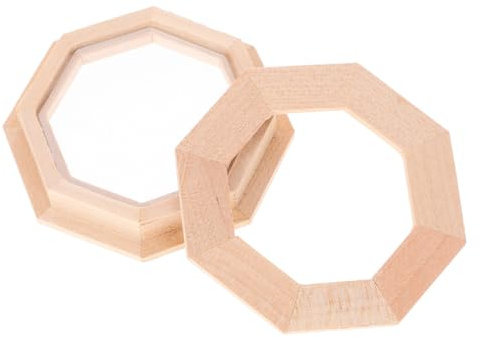 Vaguelly Miniatur Holzfenster für Puppenhaus DIY Unbemalt Dekorative Fensteraccessoires Mini Octagonal Fenster für Kreative Bastelprojekte für Miniaturen und Puppenmöbel