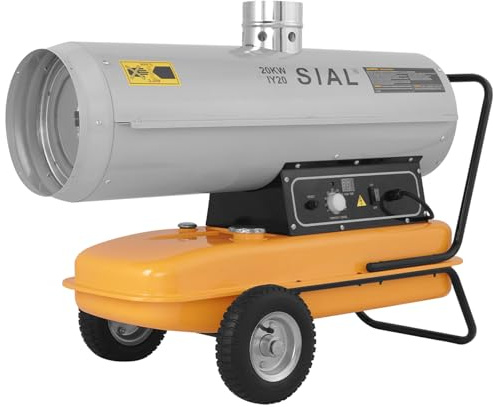 SIAL - Calefacción Indirecta de combustible (20 kW, volumen de aire, 800 m³/h, calefacción de astillero, con chimenea/pantalla doble, función retardo/(plata) IY20-Silver