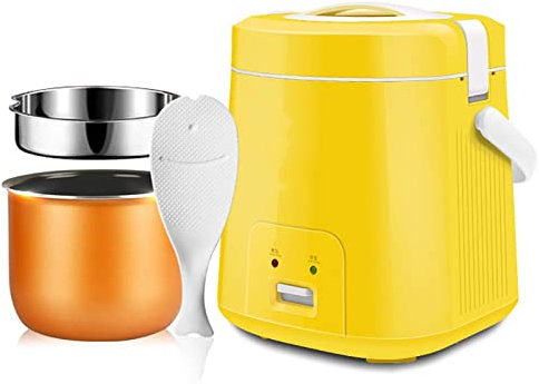 small rice cooker 1.8L Rice Cooker Steamer,Portable Food Heater with Fish Shaped Standing Spoons Removable Nonstick Pot Suitable for Family,Yellow