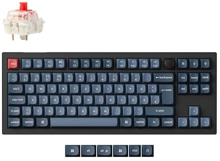 Keychron V3 Max TKL Kabellose mechanische Tastatur Deutsch DE ISO, QMK/VIA RGB Bluetooth/2,4 GHz/Kabelgebunden, 87 Tasten Hot-Swappable mit Gateron rot-Schalter, Kompatibel mit Mac Windows Linux