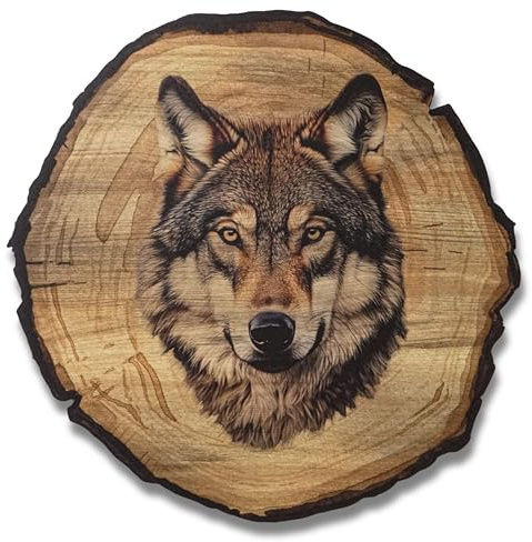 DARO Design - Wandbild Wolf Größe 20cm - Kunstdruck aufhängefertig - Wanddekoration Thema Jagd, Natur, Tiere