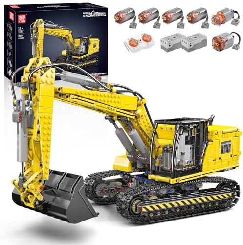 Mould King Technik Bagger, APP Ferngesteuert Motorisierter Raupenbagger Modell, High-Tech Motorisierter LKW-Modell Klemmbausteine Bauset für Jungen und Mädchen ab 14 Jahren