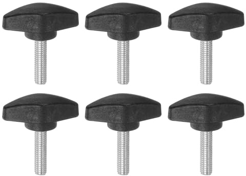 QUARKZMAN 6 Stück Rändelschraube Flügelschrauben Kunststoff T-Flügelknöpfe M6 x 25mm Metrische männliche Gewindestifte T-Kopf Kunststoffknöpfe Daumenschraube, Schwarz
