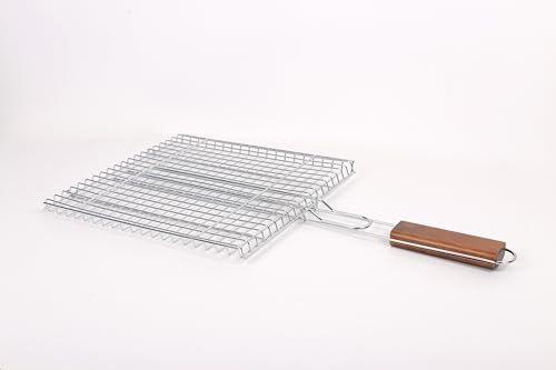 Folding BBQ Griller Basket Chrome Nickel Plated, BBQ Grilling Basket, Grilling Accessories for Outdoor - 32.8 x 33.0 cm - RS0017