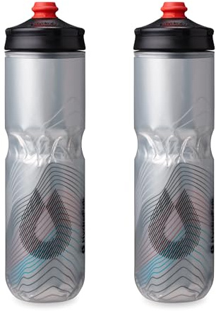 HydraPak | Polar Bottle - Polar Surge Insulated Bike Water Bottle 2-Pack - High Flow, Cycling & Sports Squeeze Bottle (Ascent Silver, 700ml / 24oz)