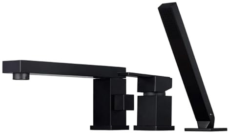 Juego de ducha y baño de tres piezas, grifo mezclador en cascada(Black)
