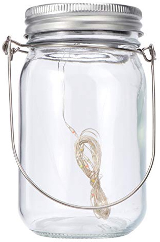 MAGICLULU Solar Light Jar Lamp for Outdoor Garden, Solar Powered LED Lamp with Delicate Hanging Lantern Design, Waterproof Jar Light for Patio Decoration and Ambient Lighting