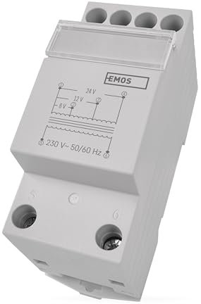 EMOS - Transformator für 2-Draht Türklingel - universaler Trafo 8 V, 12 V, 24 V - weißer Spannungswandler kompatibel mit Türgong P57101, P57102 - drahtgebunden, 0,3 A (8 W)